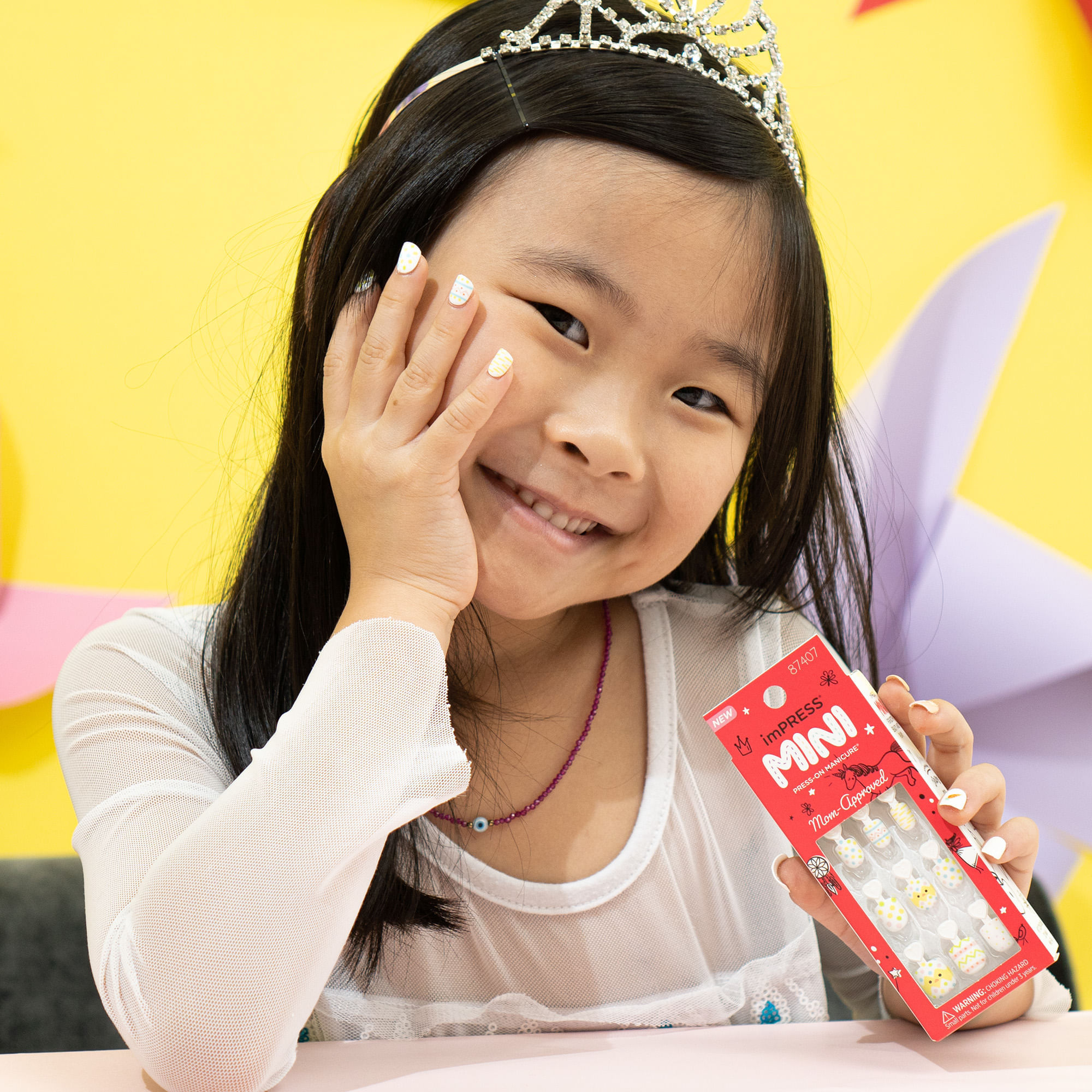 Unha Postiça imPress Mini Infantil EGGcelent Day   Kiss New York Branco