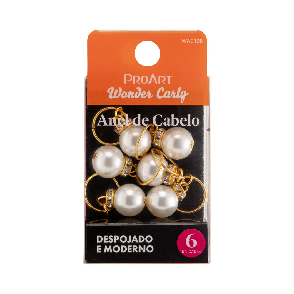 Anel De Cabelo Pearl 6 Unidades  Proart Dourado
