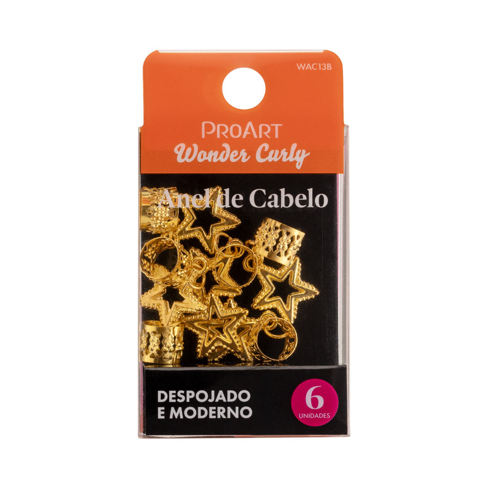 Anel De Cabelo Golden Star 6 Unidades  Proart Dourado