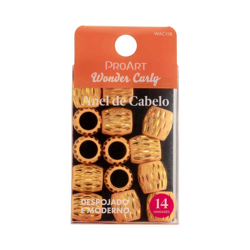 Anel De Cabelo Golden With Plastic 14 Unidades  Proart Dourado
