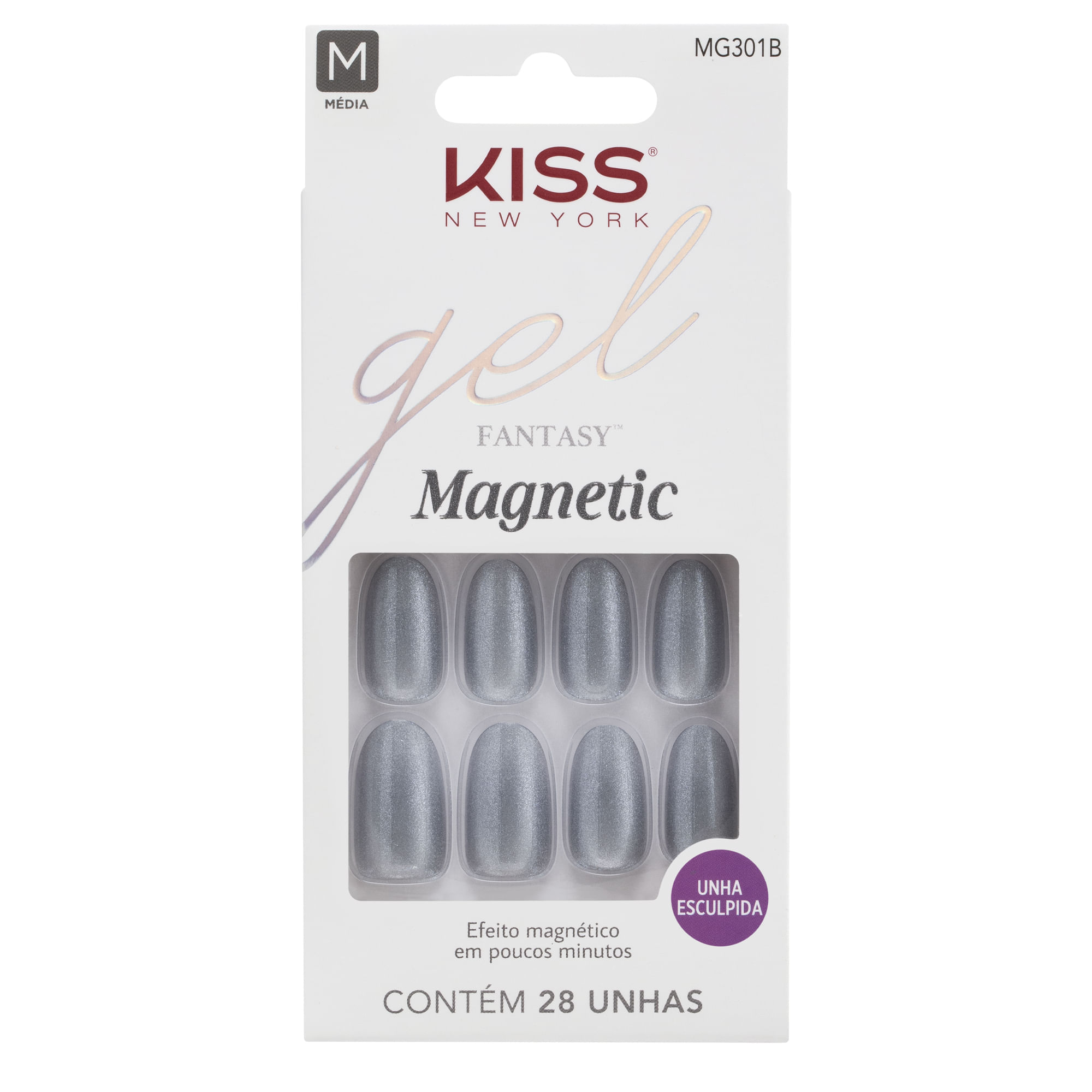 Unha Postiça Gel Fantasy Magnetic Nail Opal  Kiss New York Azul