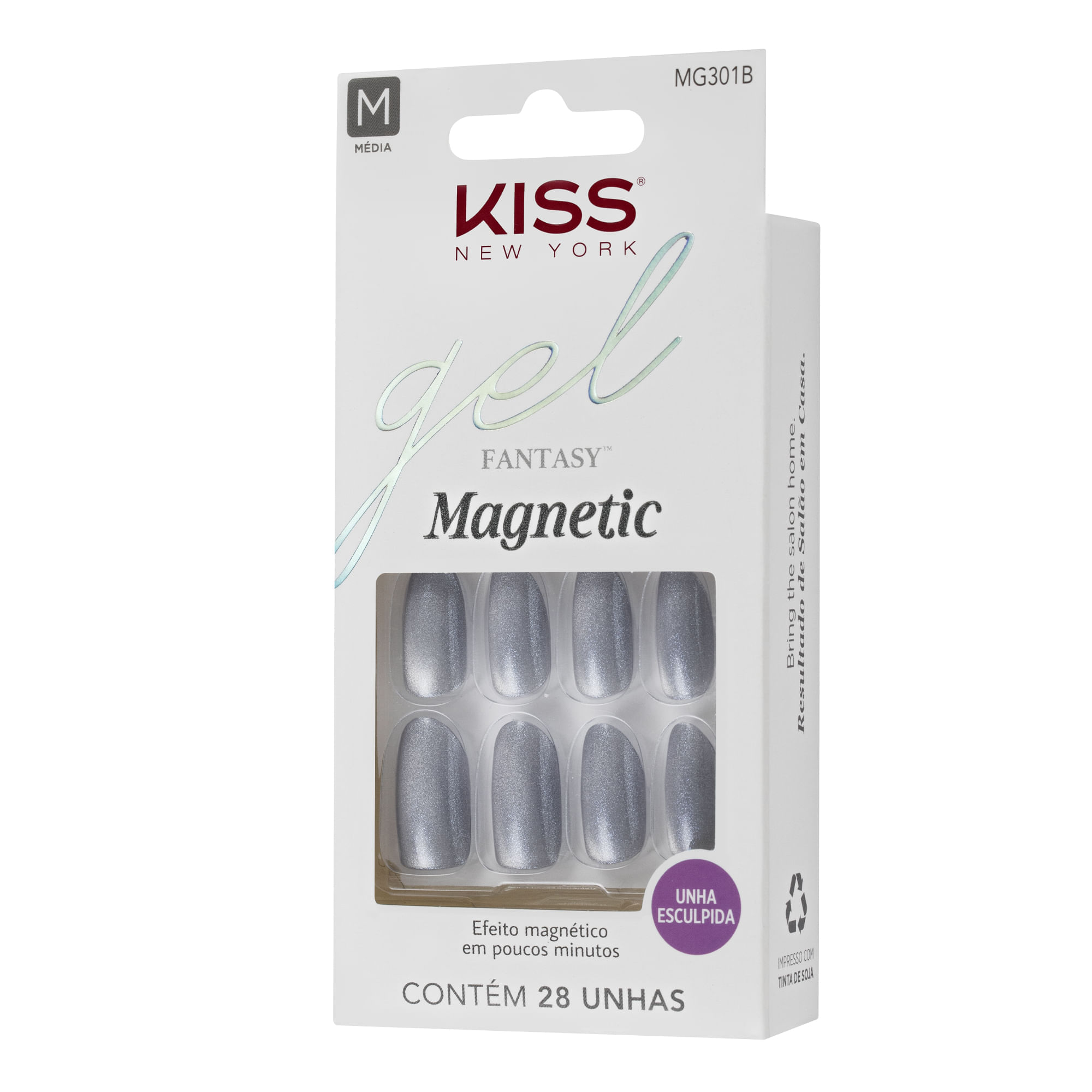 Unha Postiça Gel Fantasy Magnetic Nail Opal  Kiss New York Azul