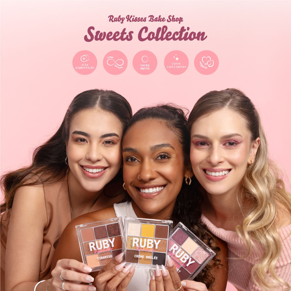 Paleta de Sombras Sweets Collection Tiramisu  Ruby Kisses Bivolt Única
