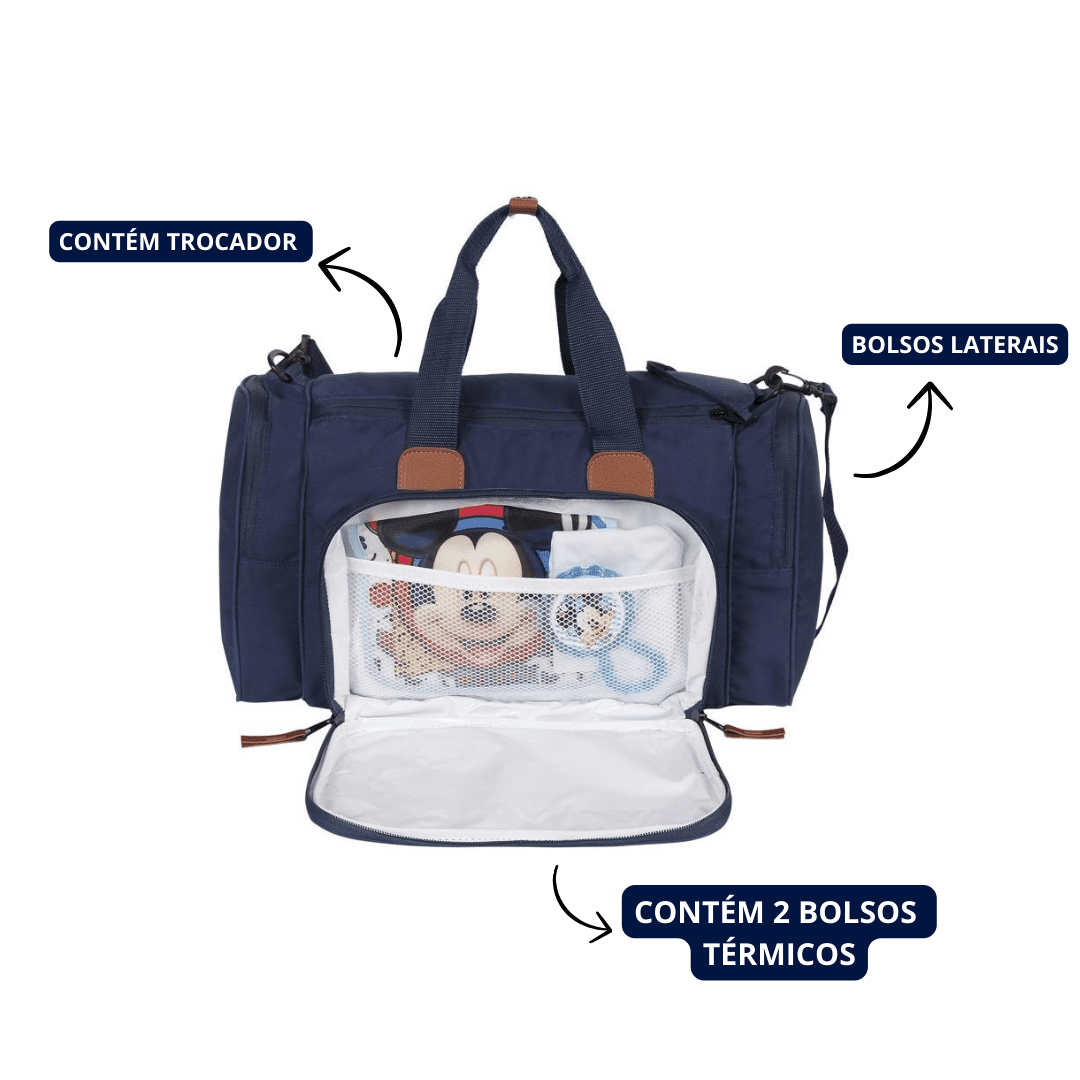 Sacola Maternidade Premium Mickey Azul com Trocador Babygo