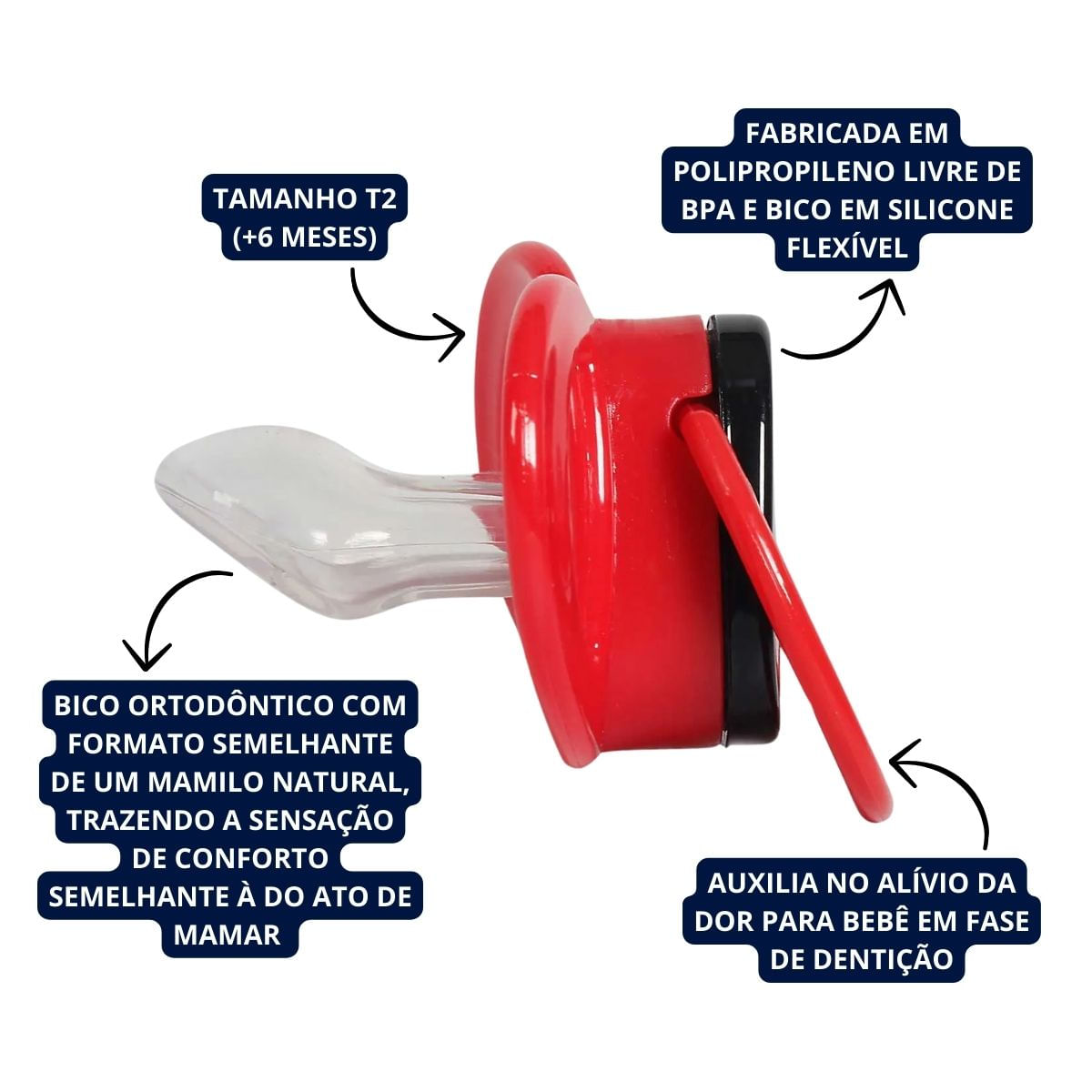 Chupeta T2 Mickey com Bico de Silicone Ortodontico +6 Meses Disney
