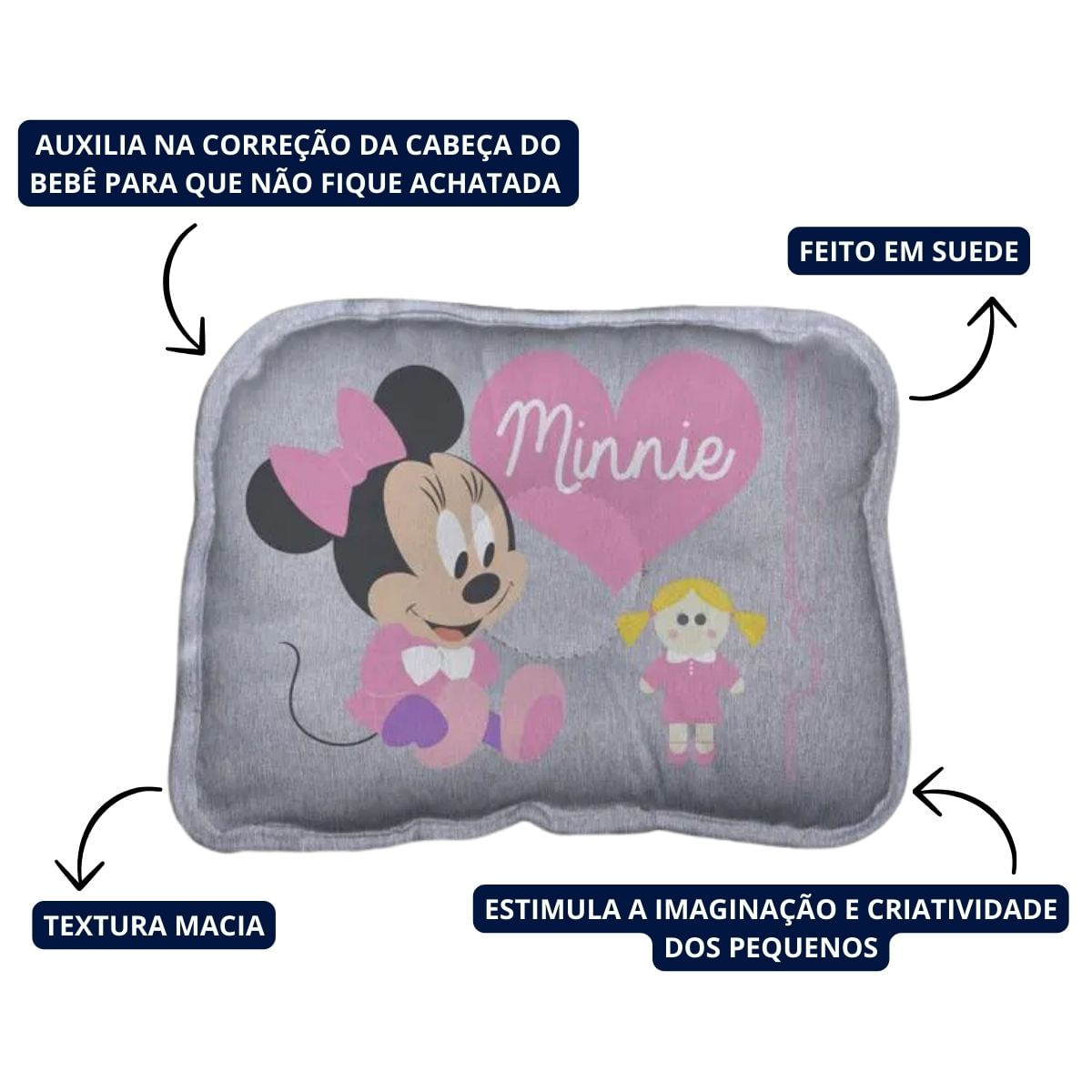 Almofada Travesseiro Para Recém Nascido Baby Minnie Disney