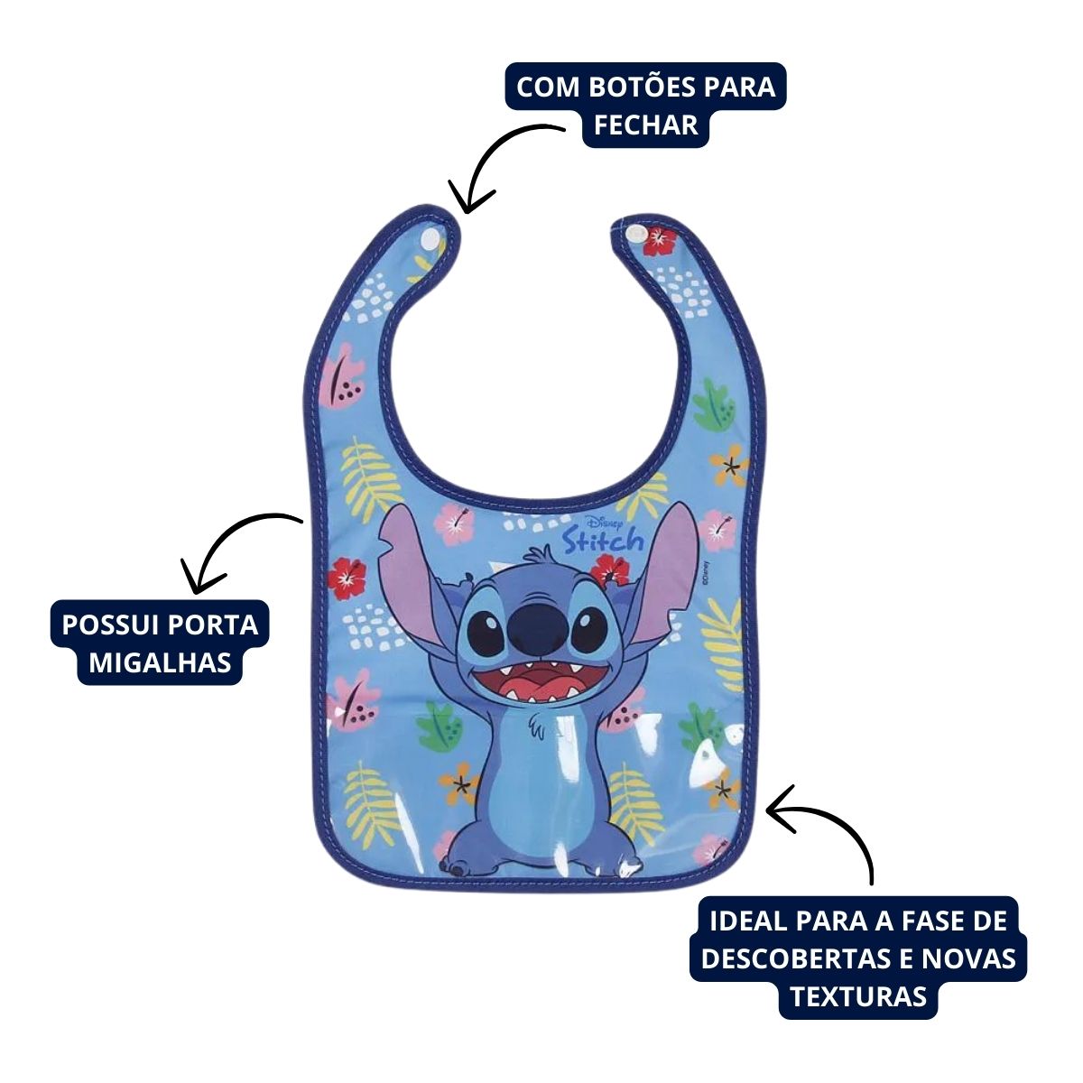 Babador Bebe Infantil Impermeável Multiuso Divertido Stitch