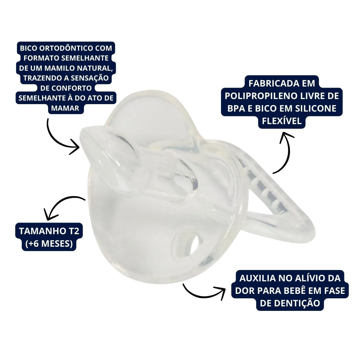 Chupeta de Silicone T1 Macio Azul Multiuso Orto Clear
