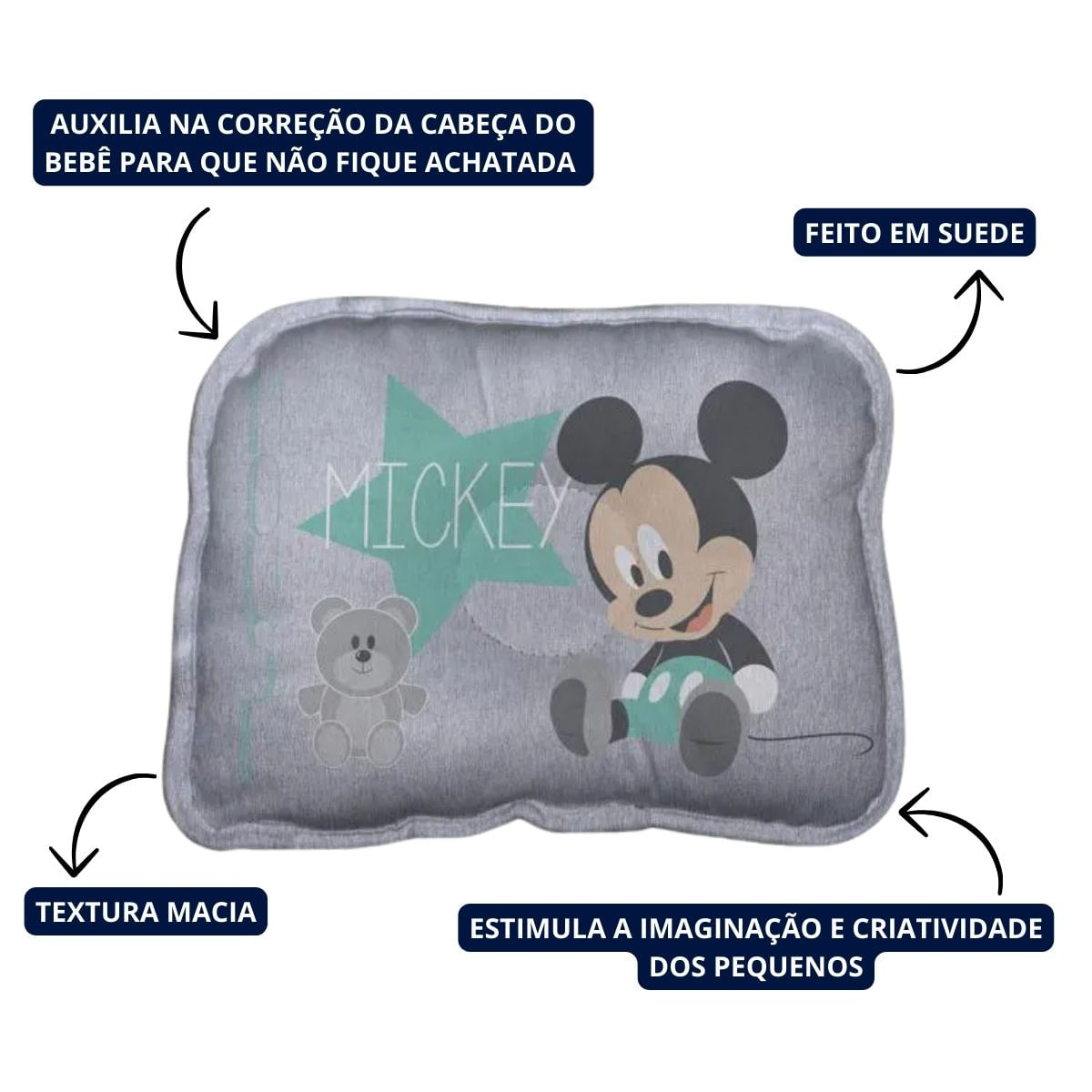 Almofada Travesseiro Para Recém Nascido Baby Mickey Disney