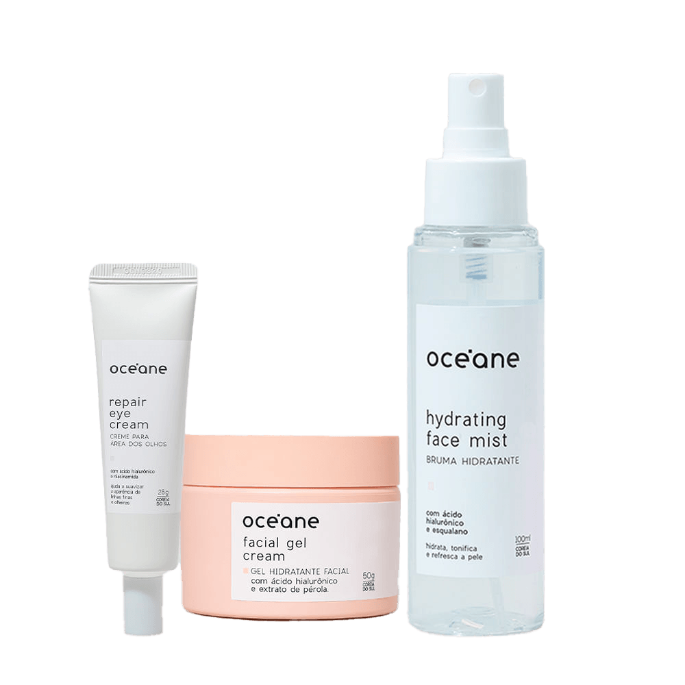 Kit Gel Hidratante + Creme para Área Dos Olhos + Bruma Hidratante (3 Produtos)