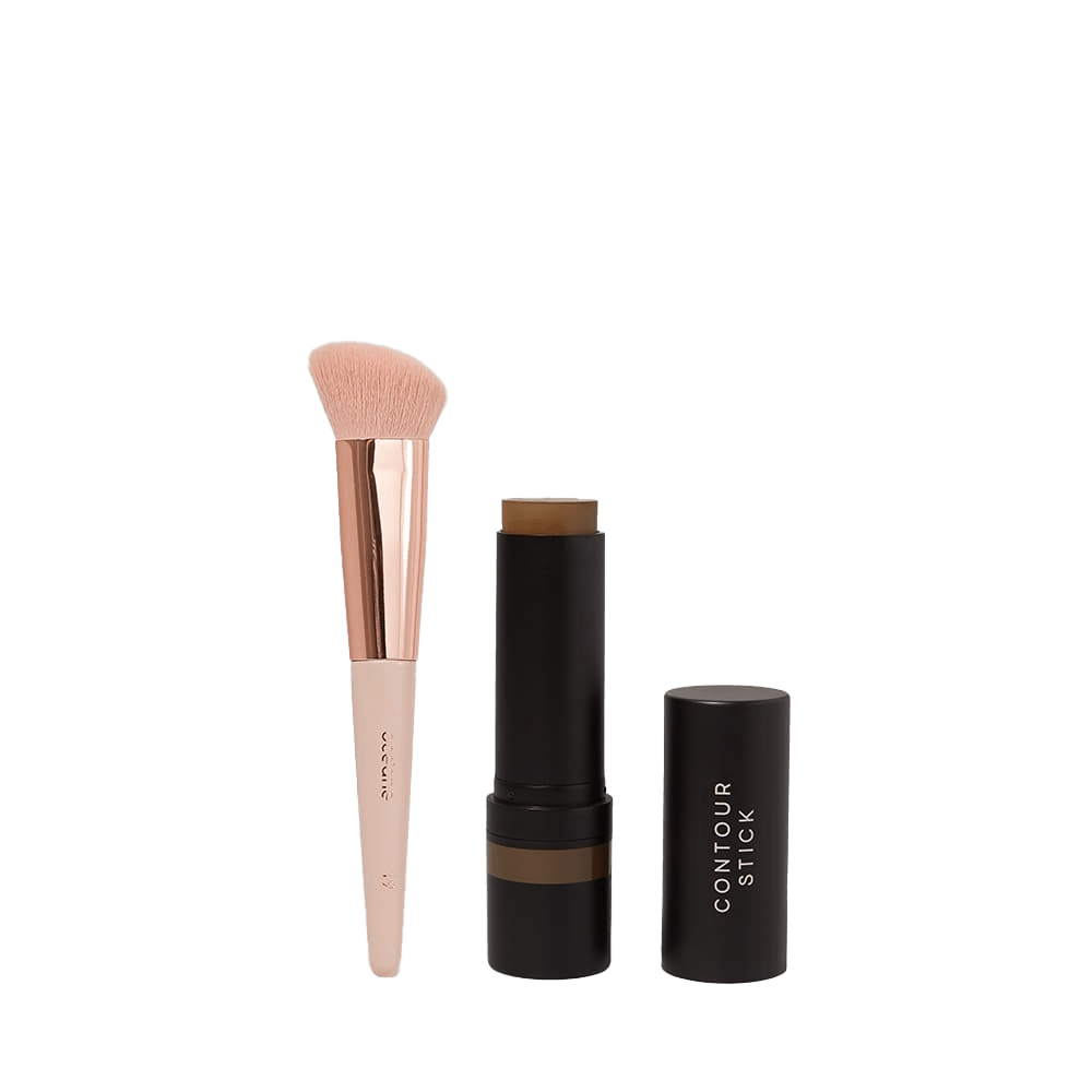 Kit Contorno Em Bastão Marrom Médio + Pincel De Maquiagem Para Contorno (2 Produtos)