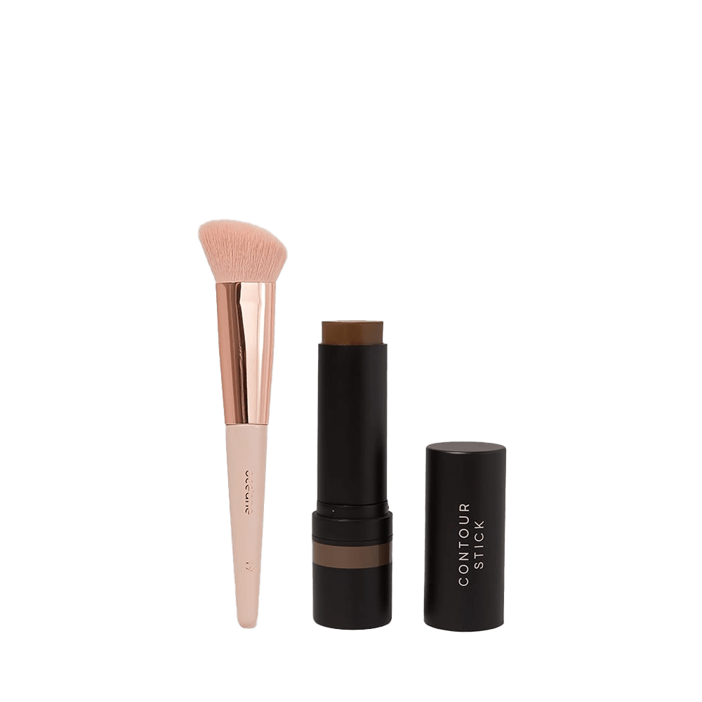 Kit Contorno Em Bastão Marrom Escuro + Pincel De Maquiagem Para Contorno