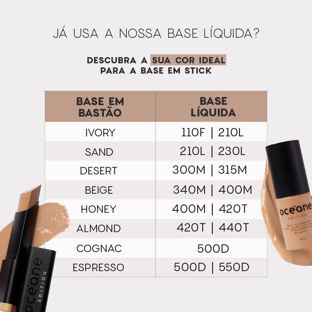 Base em Bastão Média SemiMatte Foundation Stick Océane Edition 8g Cor Honey
