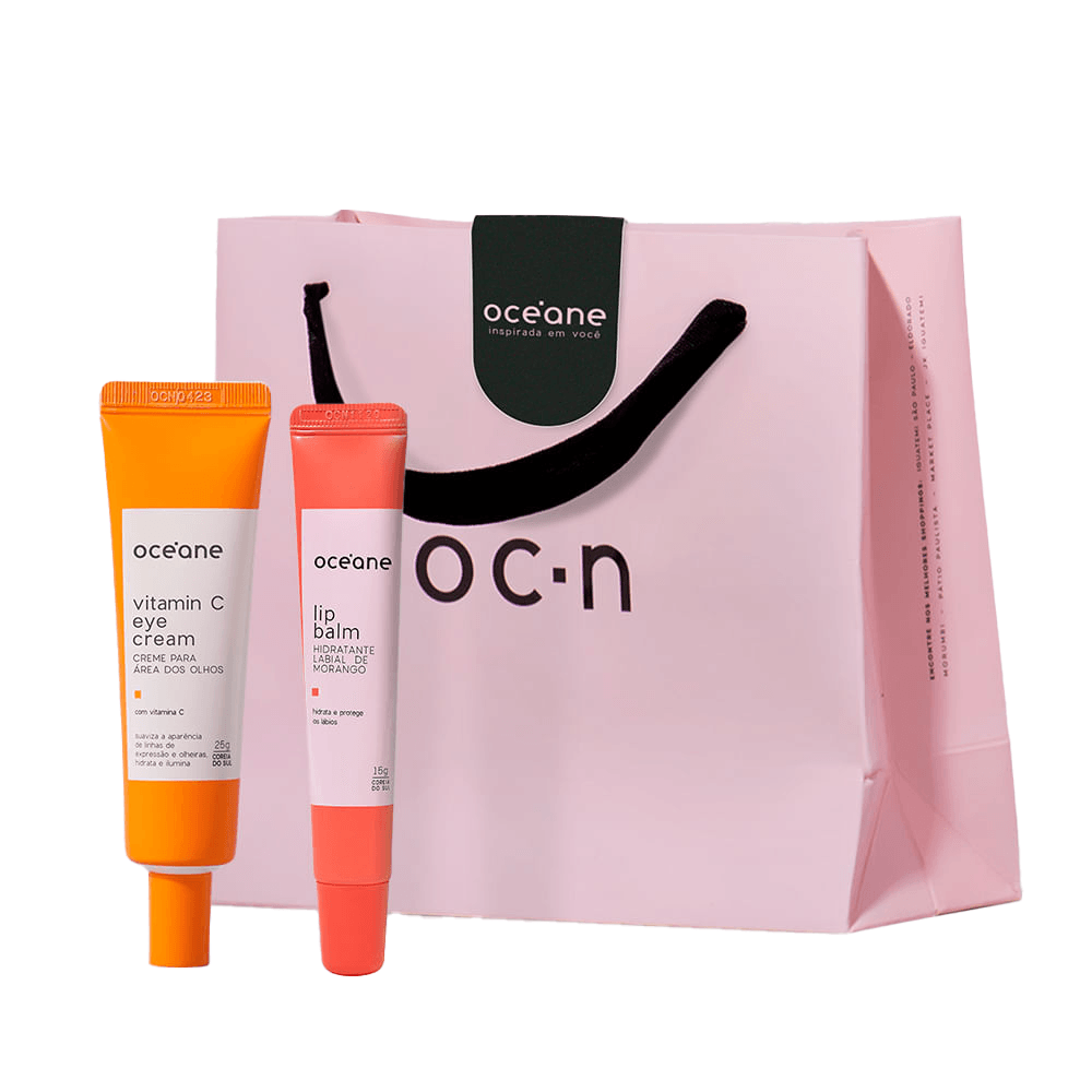 Kit Hidratante Labial + Creme para Área Dos Olhos + Sacola de Presente Pequena (3 Produtos)
