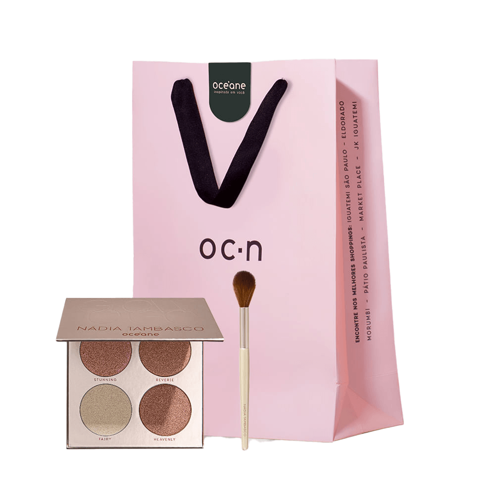 Kit Pincel para Iluminador Glow To Go + Paleta de Iluminadores Glow To Go + Sacola de Presente Média (3 Produtos)