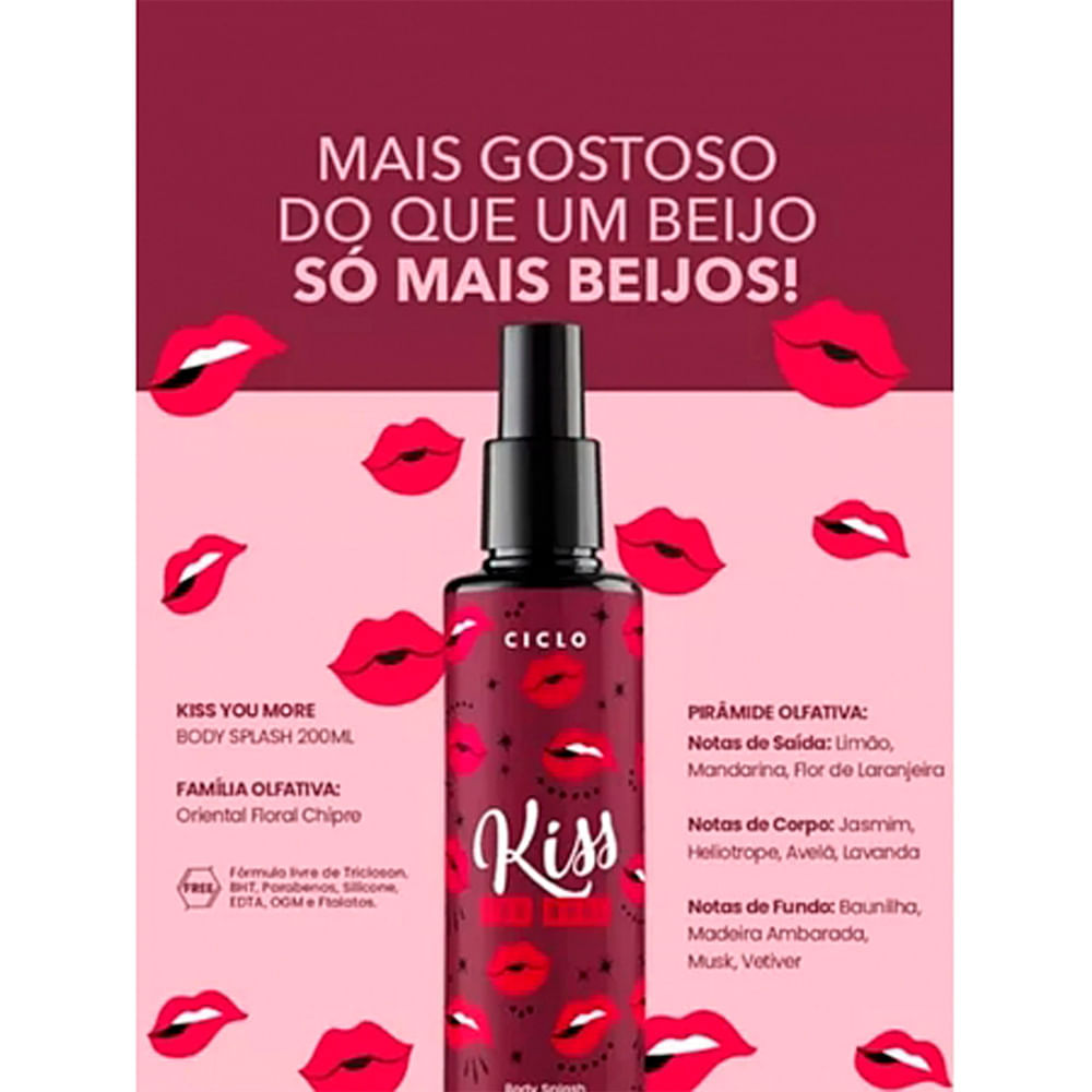 Kit Ciclo Kiss Body Splash 100ml + Kiss You More Body Splash 100ml + Estojo