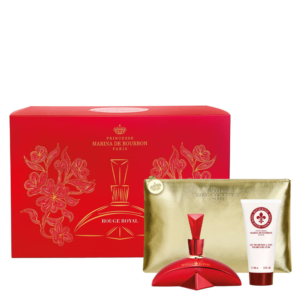 Kit Marina De Bourbon Rouge Royal Edp Perfume Feminino 100ml + Loção Corporal 100ml + Necessaire