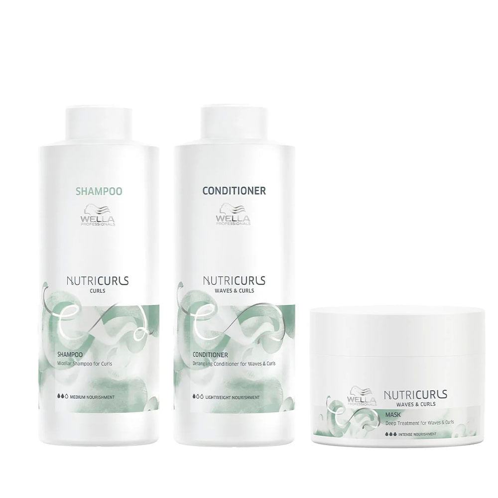 Wella Professionals Nutricurls Kit – Shampoo + Condicionador + Máscara