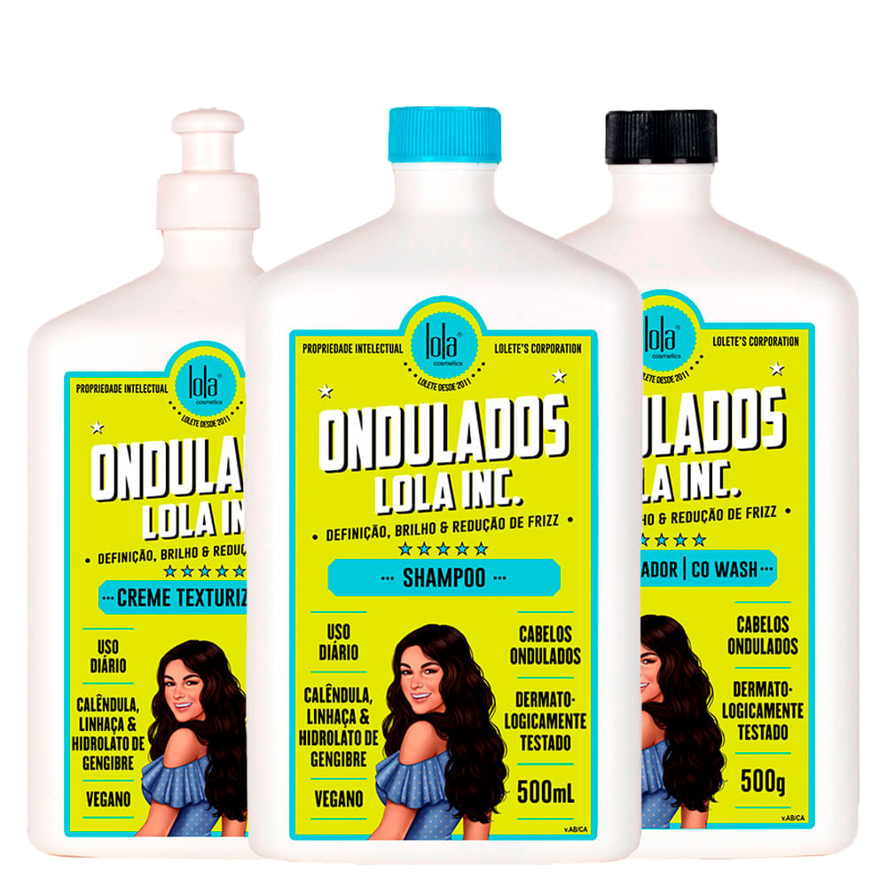 Kit Lola Cosmetics Ondulados Shampoo 500 Ml + Creme Texturizador 500 G + Condicionador 500 G