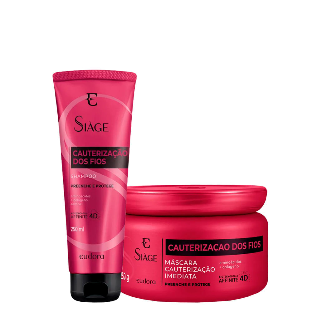 Kit Eudora Siàge Cauterização dos Fios 4D Shampoo 250 ml + Máscara de Cauterização 250g