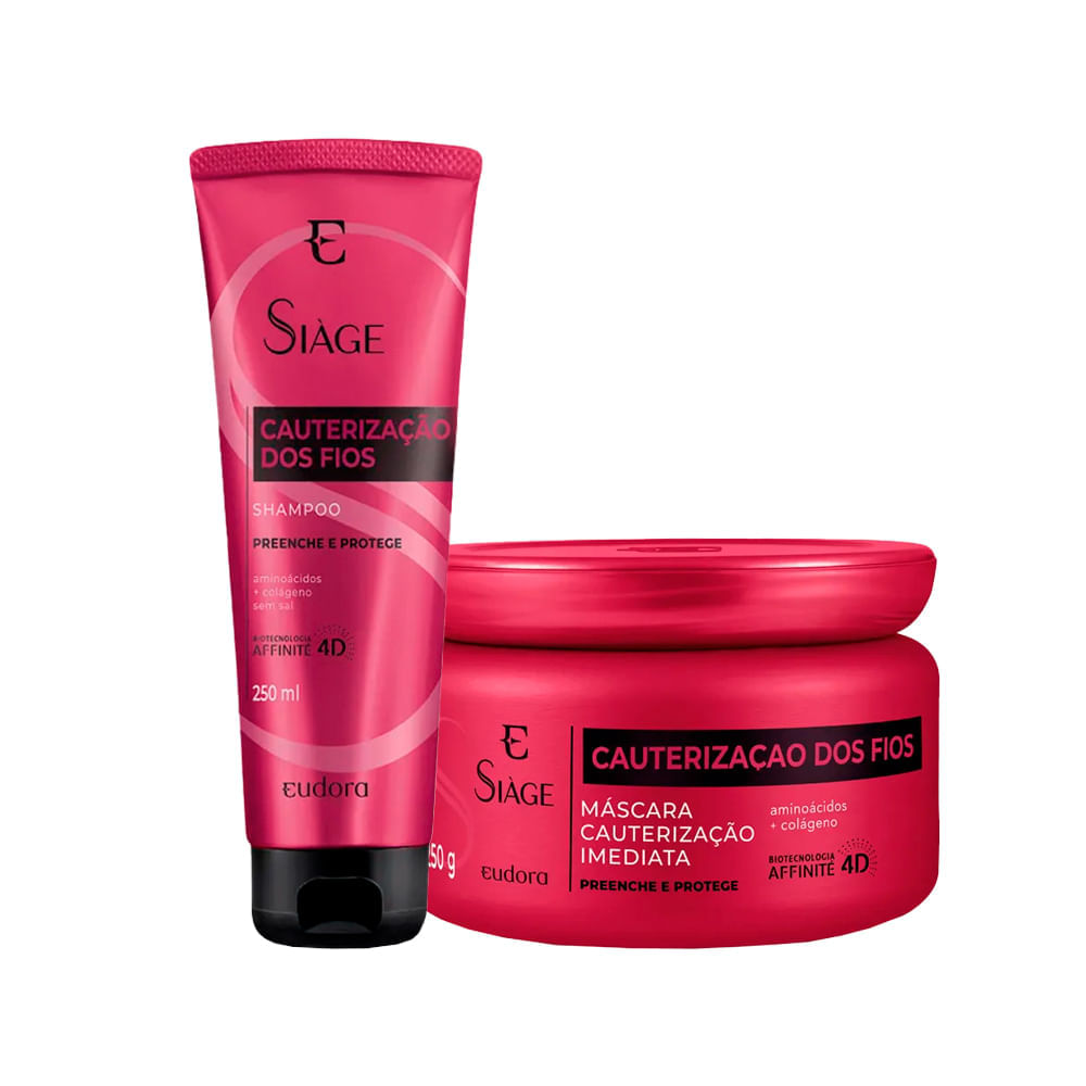 Kit Eudora Siàge Cauterização dos Fios 4D Shampoo 250 ml + Máscara de Cauterização 250g