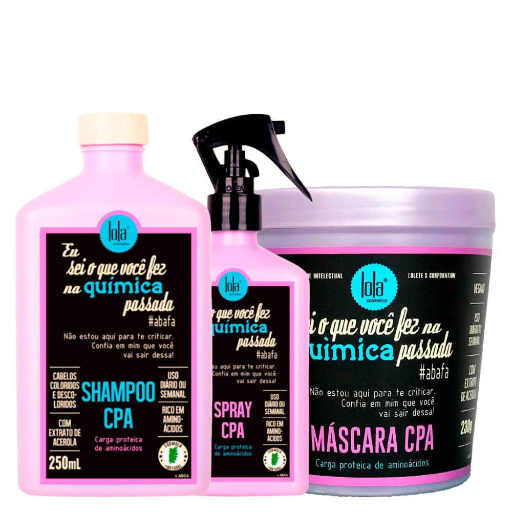 Kit Lola Cosmetics Hidratação Eu Sei o Que Você Fez na Química Passada Shampoo 250 ml + Máscara 230 g + Tratamento em Spray 250 ml