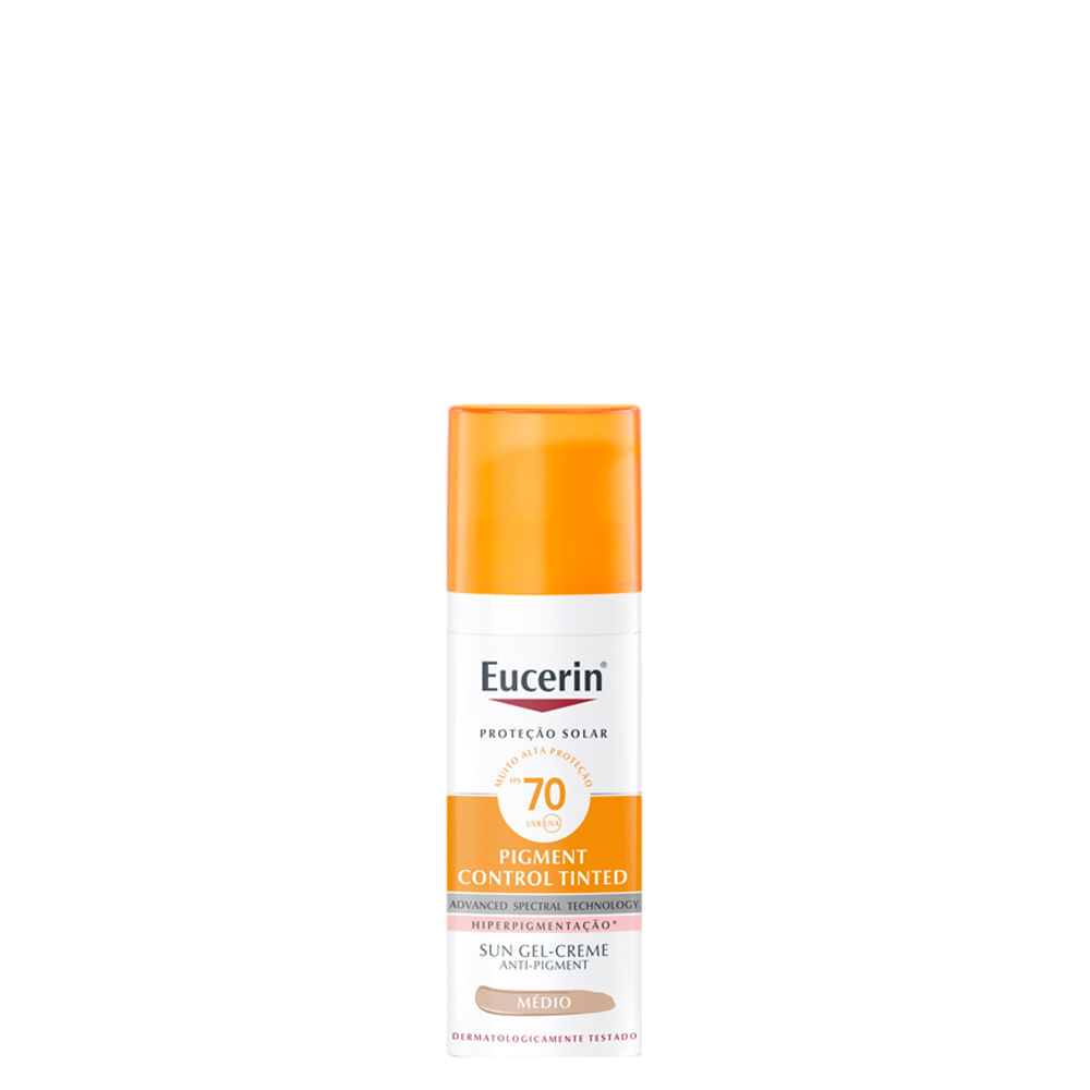 Protetor Solar Facial Matte Eucerin Pigment Control Tinted FPS 70 Média 50 ml