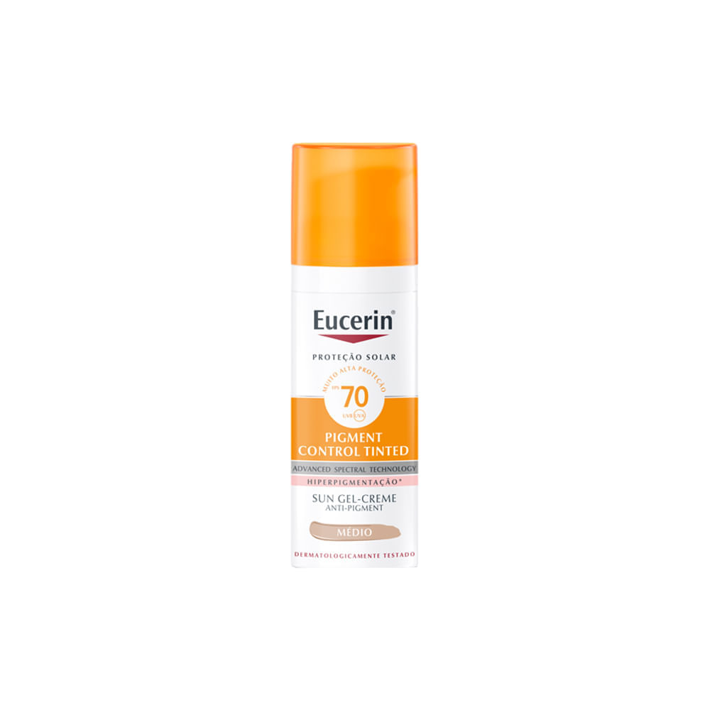 Protetor Solar Facial Matte Eucerin Pigment Control Tinted FPS 70 Média 50 ml