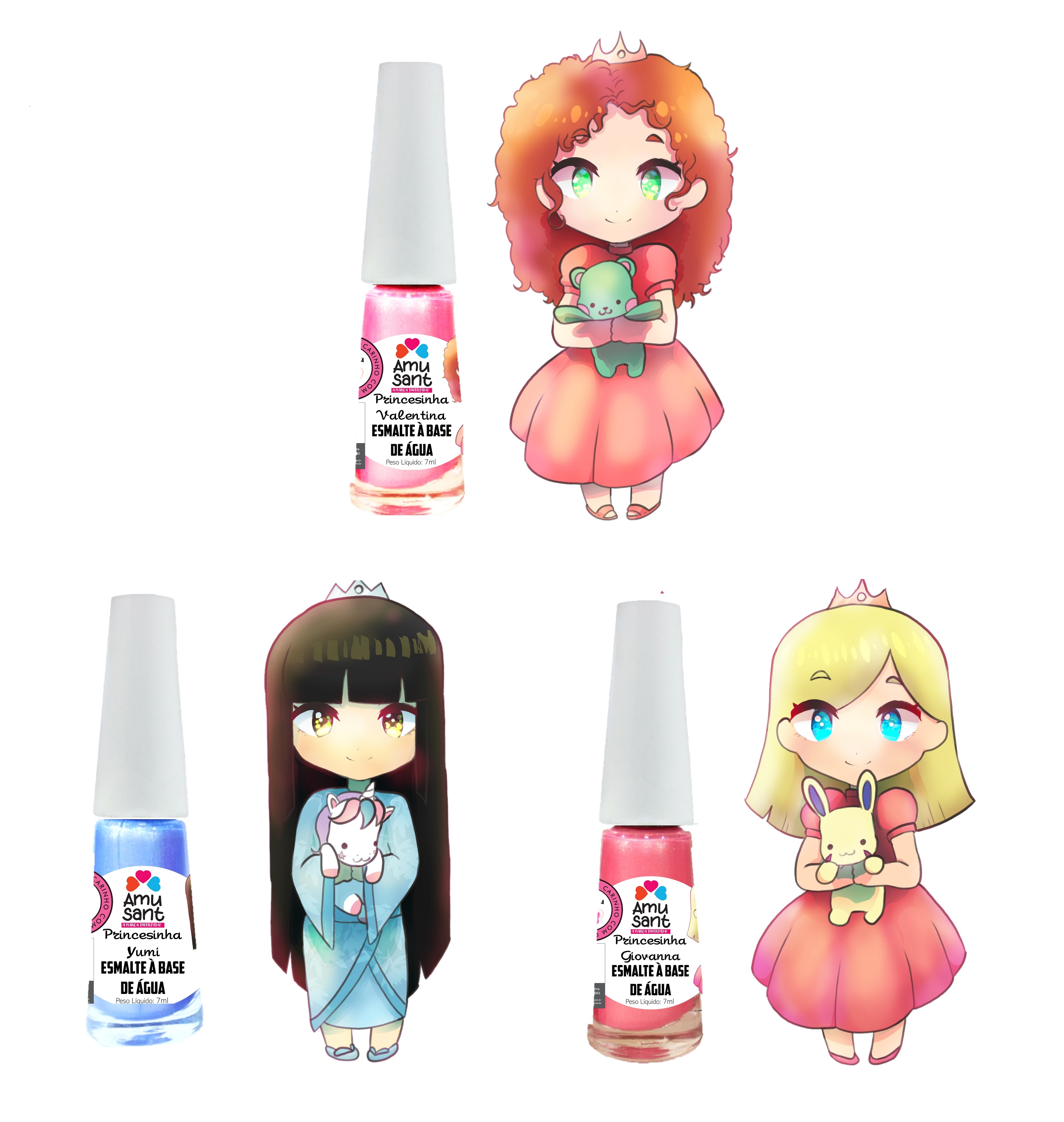 Maleta com 3 Esmaltes Giovanna, Valentina e Yumi