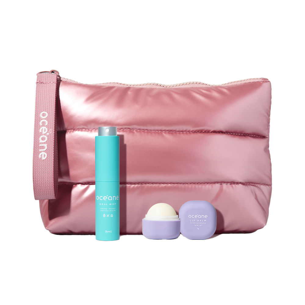 Kit Nécessaire Puffer + Spray Bucal + Hidratante Labial Travel (3 Produtos)
