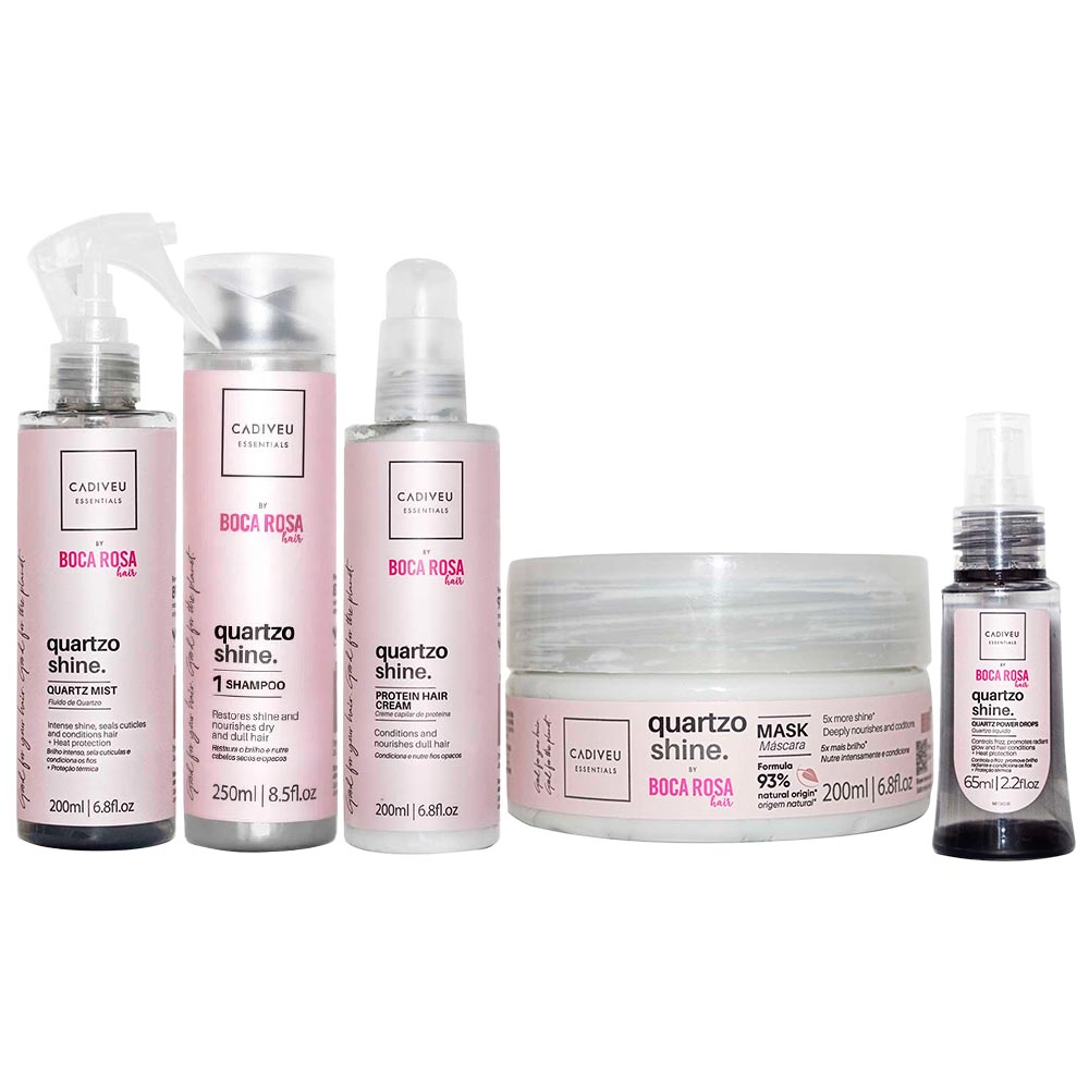 Cadiveu Professional Quartzo Shine By Boca Rosa Hair - Kit Shampoo + Máscara + Fluido + Sérum + Proteína