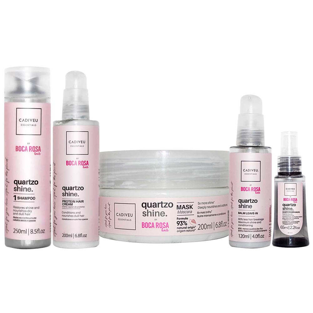 Cadiveu Professional Quartzo Shine by Boca Rosa Hair - Kit Shampoo + Máscara + Leave-in + Sérum + Proteína