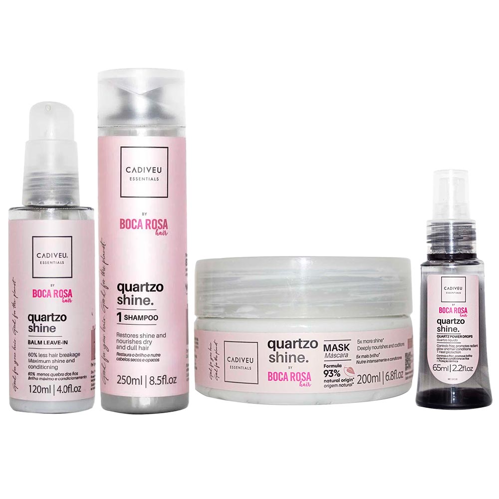 Cadiveu Professional Quartzo Shine By Boca Rosa Hair - Kit Shampoo + Máscara + Leave-in + Sérum