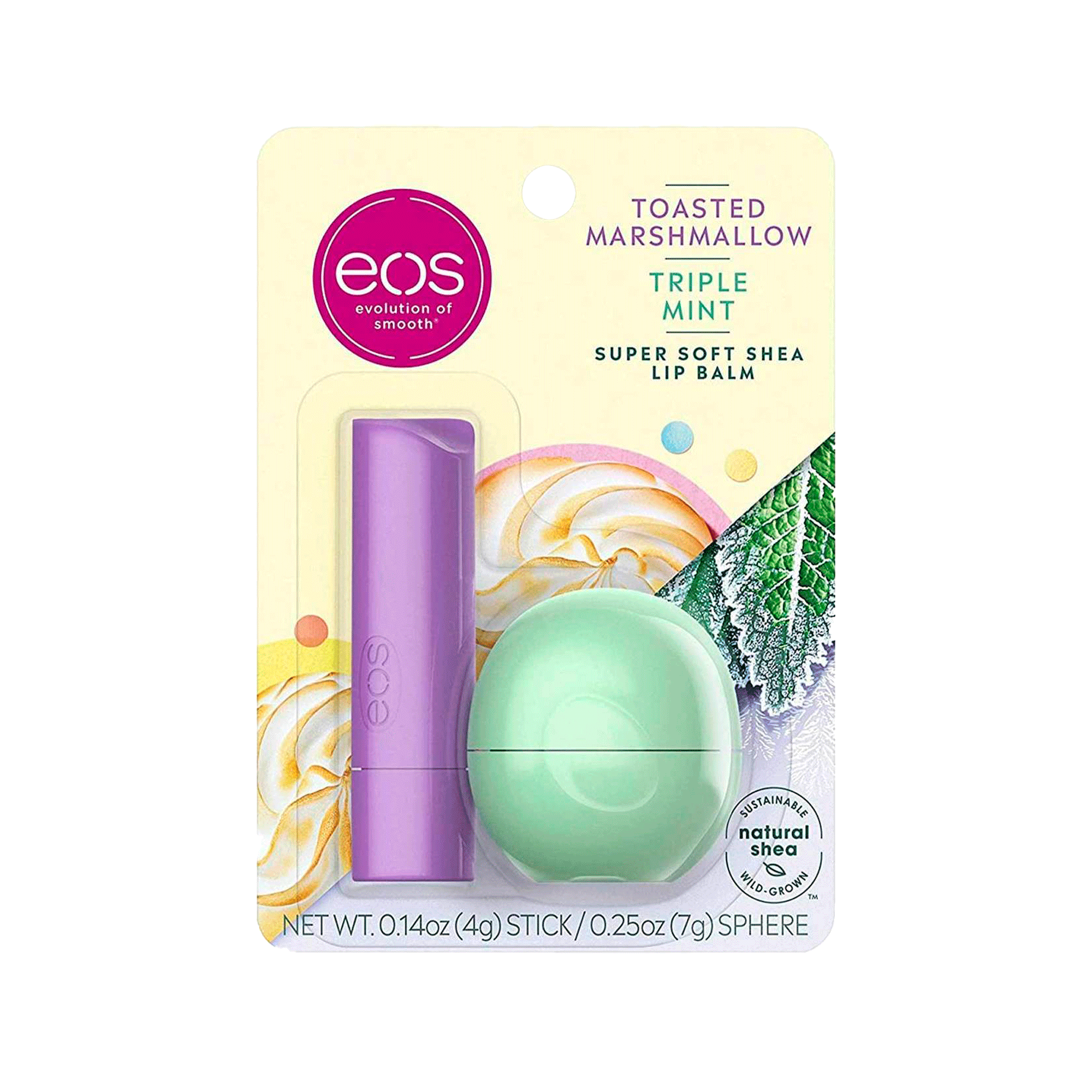 Kit Eos  Lip Balm Toasted Marshmallow 4g + Triple Mint 7g NULO