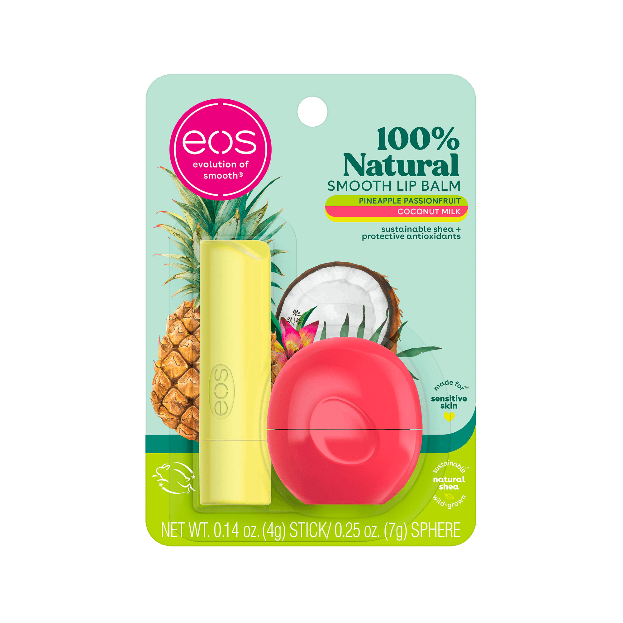 Kit Eos  Lip Balm Pineapple Passionfruit 4g + Coconut Milk 7g NULO