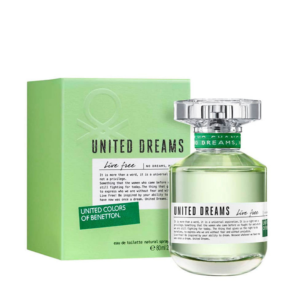 Benetton United Dreams Live Free Eau de Toilette  Perfume Feminino 80ml