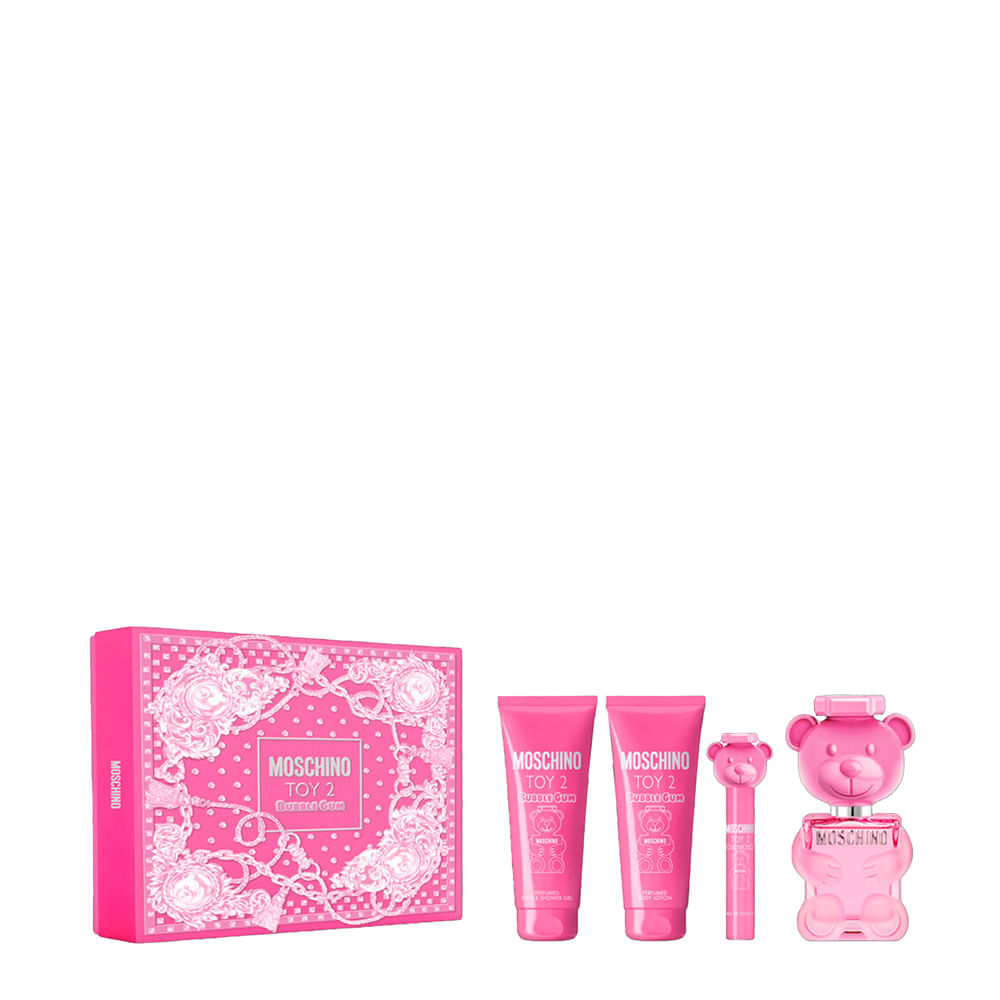 Kit Moschino Toy 2 Bubble Gum Eau de Toilette - Perfume Feminino 100ml + Miniatura + Body Lotion + Gel de Banho