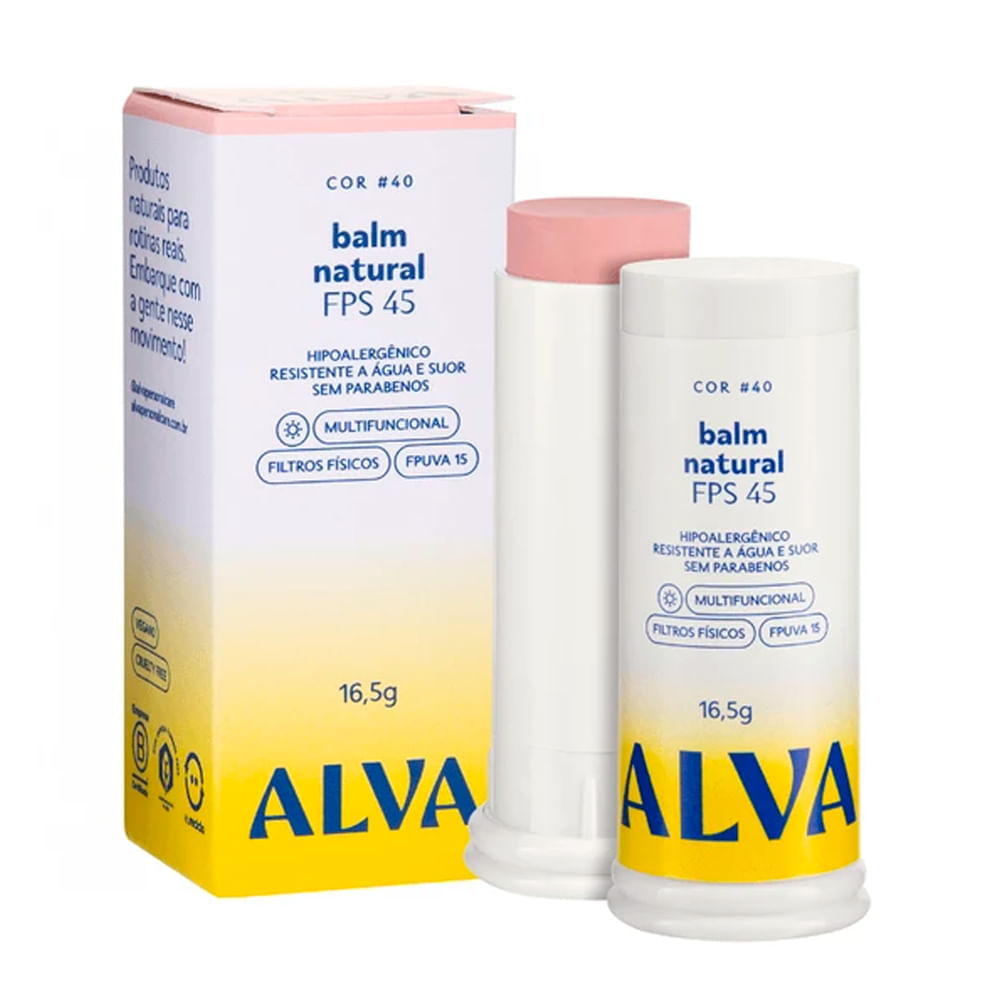 Alva Balm Natural Fps 45 Cor 40 - Base Protetor 16,5g