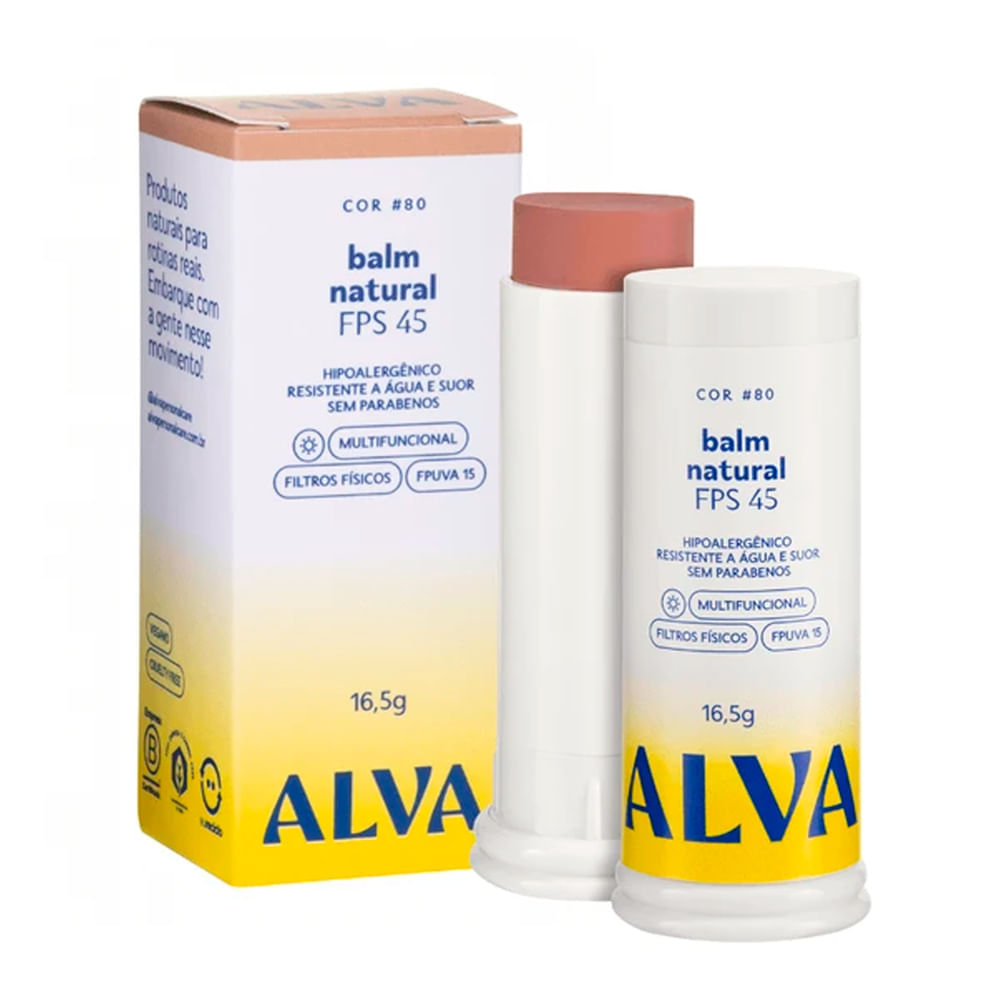 Alva Balm Natural FPS 45 Cor 80 - Base Protetor 16,5g