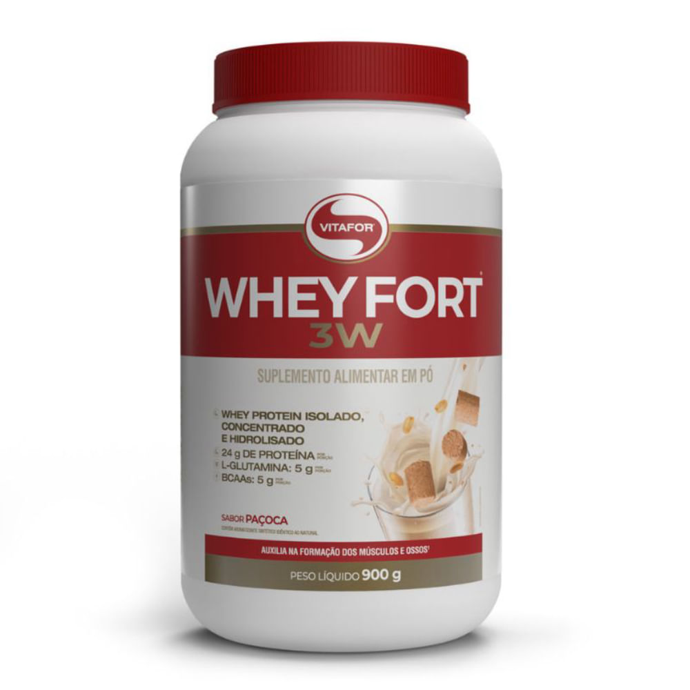 Whey Fort 3w Paçoca Vitafor 900g