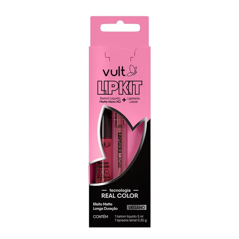 LipKit Vult: Batom Líquido Matte Nano HD Malva 5ml + Lapiseira Labial Malva 0,35g