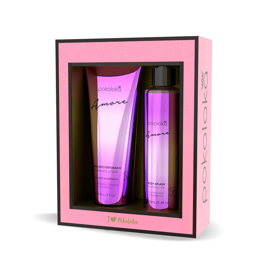 Kit Amore Pokoloka Body Splash 250ml + Hidratante Perfumado 240ml