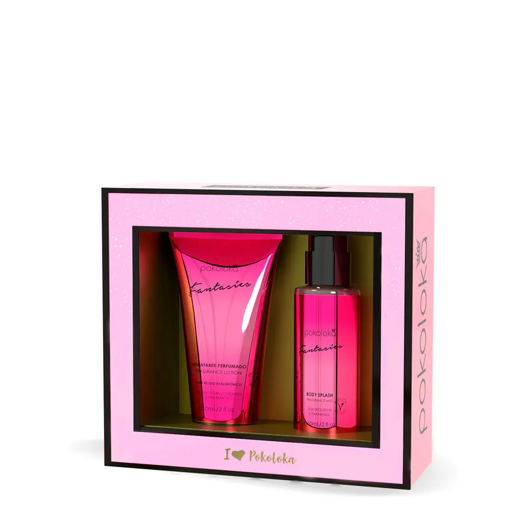 Kit Fantasies Pokoloka Body Splash 60ml + Hidratante Perfumado 60ml