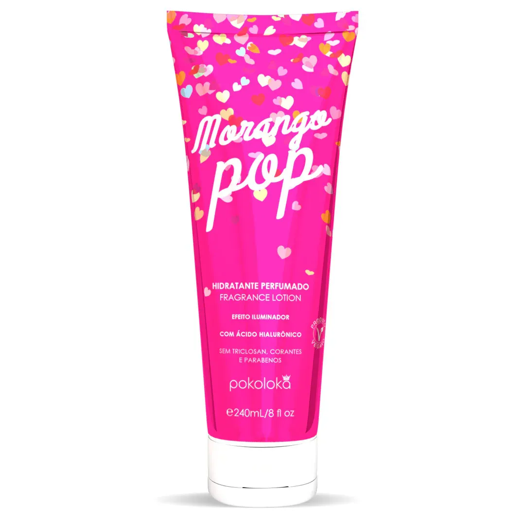 Hidratante Perfumado Com Efeito Iluminador Morango Pop Pokoloka 240ml