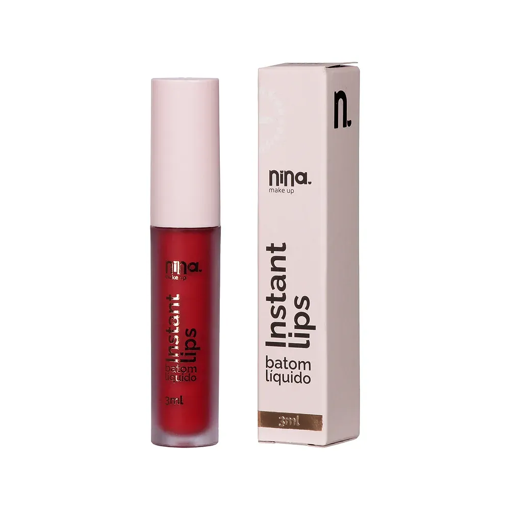 Batom Liquido Matte Instant Lips Rubi Nina MakeUp 3ml