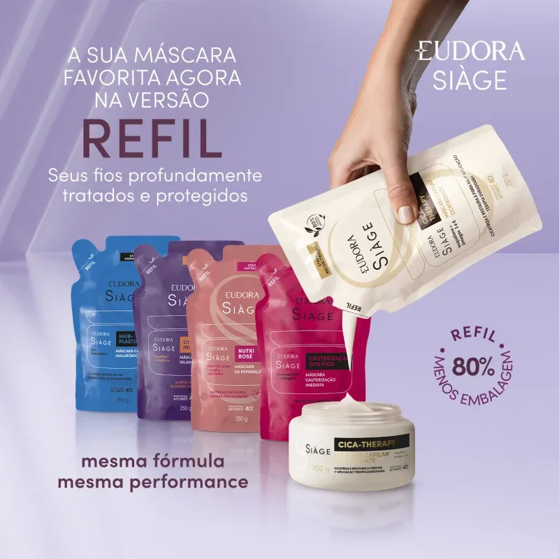 Refil Máscara Capilar Siàge Liso Intenso Eudora 250g