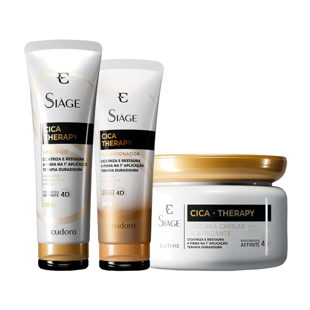 Kit Eudora Siáge Cica Therapy - Shampoo 250 ml + Condicionador 200 ml + Máscara Cicatrizante 250 ml