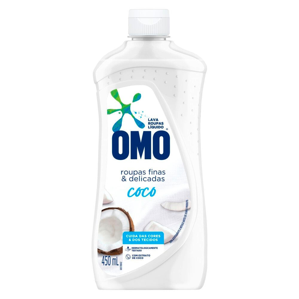 Lava Roupas Líquido Omo Roupas Finas E Delicadas Coco 450ml
