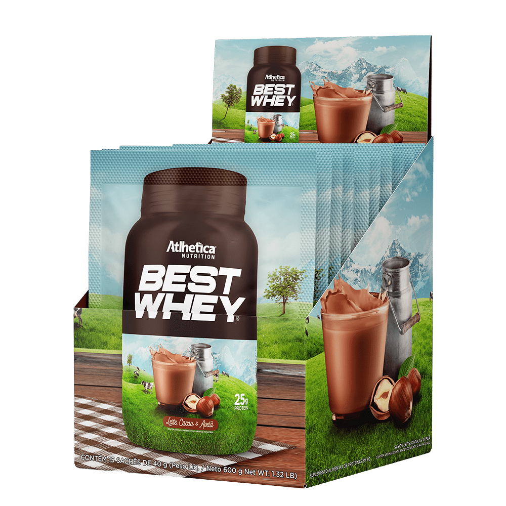 Best Whey Leite, Cacau & Avelã Atlhetica Nutrition 15 Sachês de 40g