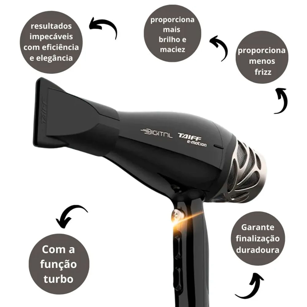 Secador de Cabelo Taiff Secador Digital E-Motion 2500w 220v